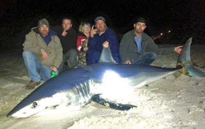 Американский рыбак поймал 270-килограммовую акулу