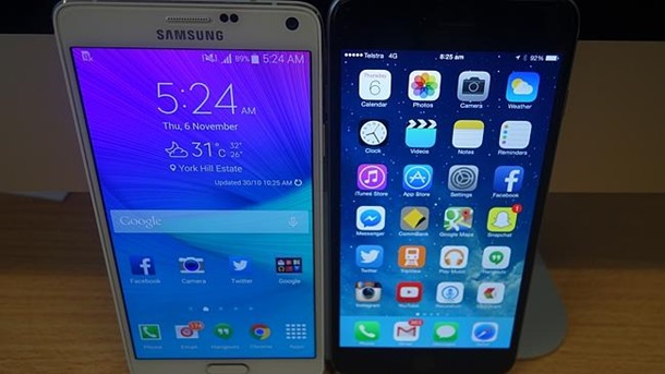 Galaxy Note 4  iPhone 6 Plus:    