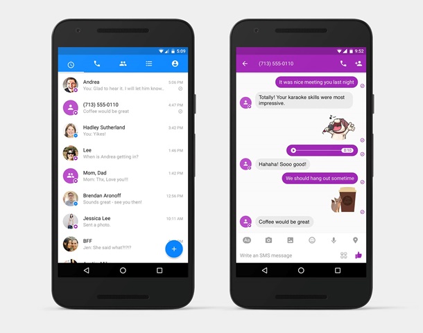 Messenger от Facebook научился работе с SMS