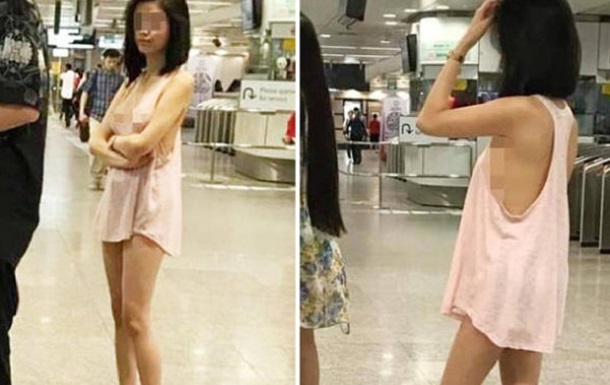 Полуголая азиатка проехалась в метро Сингапура