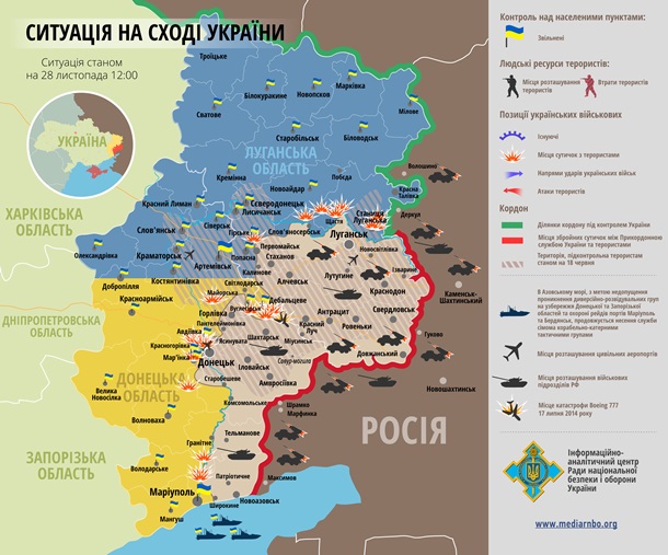 Диаграмма Иначе за 28 декабря: Перемещение техники и обстрел Луганщины