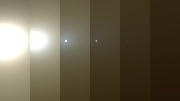  Слева небо Марса в обычный день, справа - в песчануюю бурю / NASA 