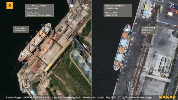 Россия продолжает вывозить в Сирию похищенное украинское зерно Россия продолжает вывозить в Сирию похищенное украинское зерно