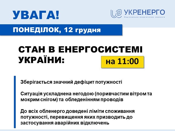 В Україні значний дефіцит потужності, - Укренерго В Україні значний дефіцит потужності, - Укренерго