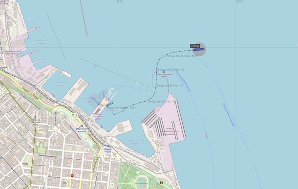 Він зазначив, що судно йде у порт Варна в Болгарії. Ймовірний час прибуття - 27 серпня.
