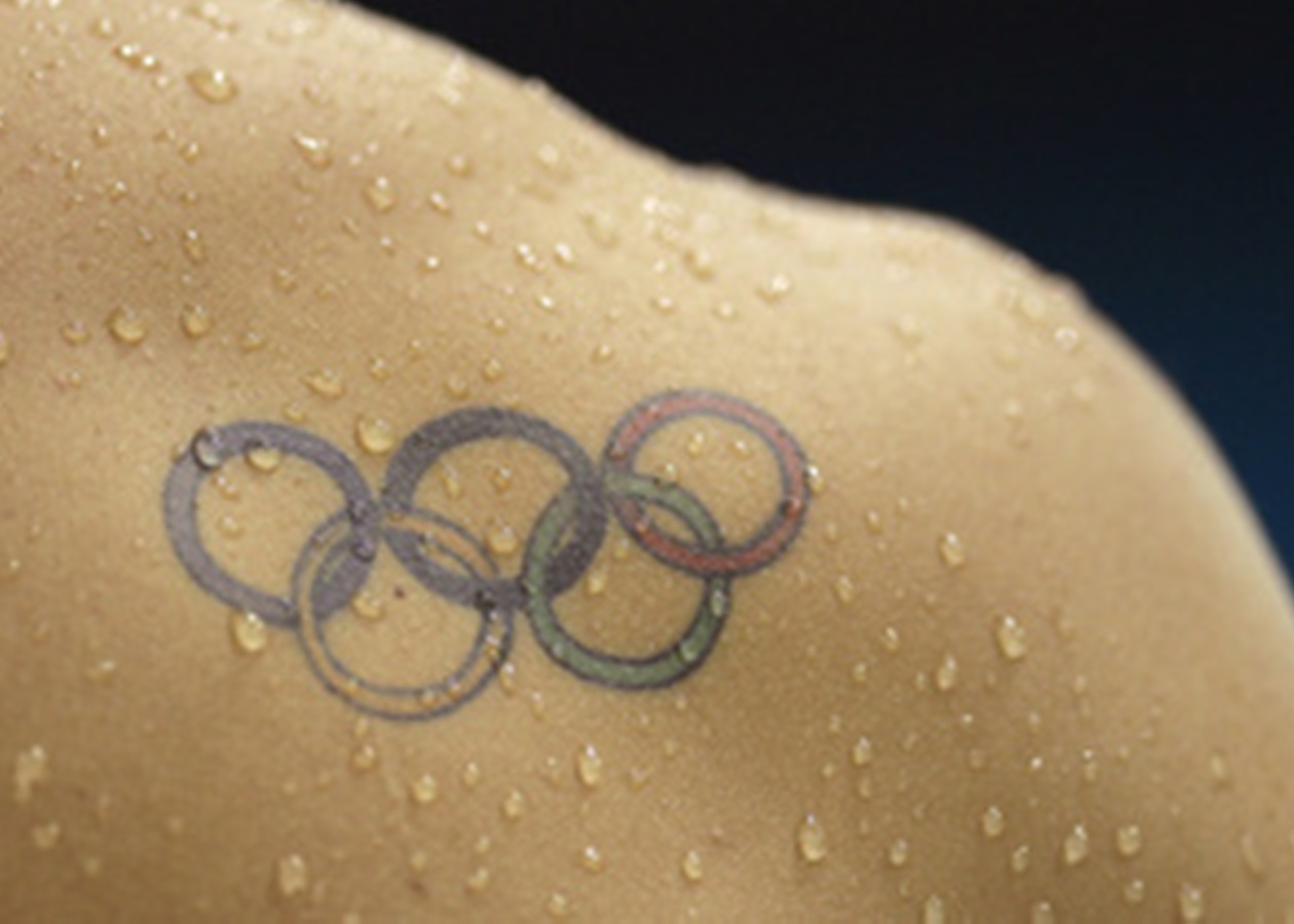 Временная переводная татуировка «Флаг Олимпийских Игр» - или неоновая светящаяся тату