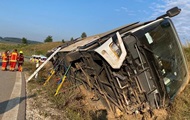 Tourist bus overturned in Germany