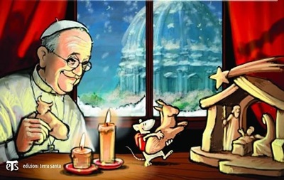 Накануне Рождества Папу Римского  подружили с мышонком 