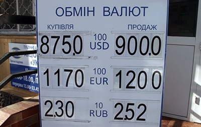 Курс готівкових валют у Києві на 10 лютого 