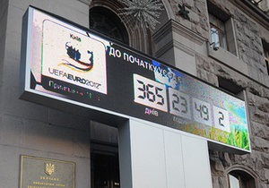 На Крещатике сломались часы, отсчитывающие время до Евро-2012