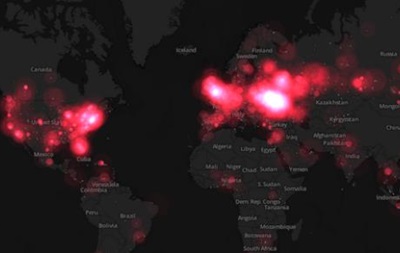 В Twitter опубликована мировая карта обсуждения событий в Украине