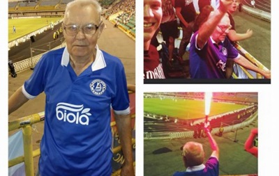 75-летний болельщик Днепра зажигал в фан-секторе любимого клуба