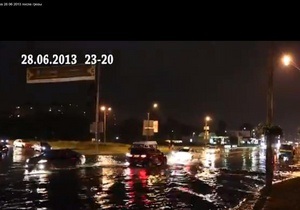 новости Киева -  В Киеве из-за сильного дождя затопило несколько улиц и автовокзал