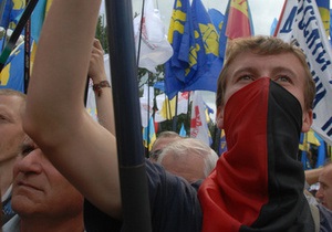 Тарасюк и Лукьяненко возмущены  непристойным  поведением Свободы на митинге оппозиции
