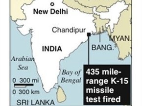 Индия успешно испытала ракету для атомной подводной лодки