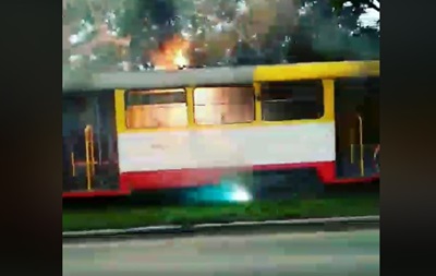 В Одессе на ходу загорелся трамвай
