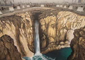 Знаменитый немецкий художник нарисовал в Москве 3D-водопад