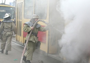 В Донецке сгорел трамвай