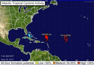В Атлантическом океане набирает силу ураган Офелия