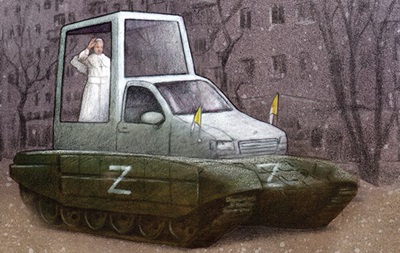Polish magazine draws Pope Francis in a Russian tank