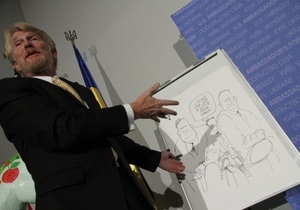 Американский карикатурист высмеял притеснение СМИ в Украине