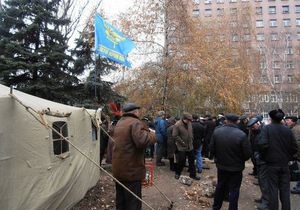 В Донецке в палаточном городке чернобыльцев милиция составляла протокол