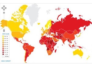 Рейтинг коррумпированности: Украина делит 134-ое место с Гондурасом, Того и Зимбабве