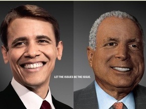 В Нью-Йорке появился белый Обама и черный Маккейн