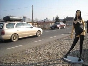 Румын рекламировал садовых гномов с помощью пластмассовых проституток