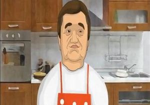 В агитационном мультфильме Путина Януковича изобразили в фартуке