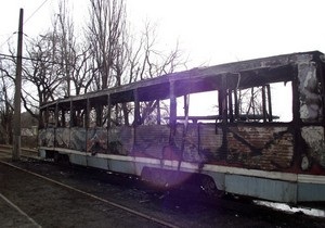 В Горловке сгорел трамвай