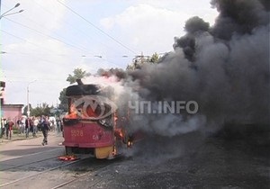 В Киеве сгорел трамвай
