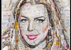 Художник создал портрет Линси Лохан из мусора
