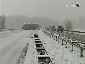 На Венгрию обрушился снегопад