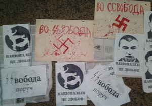 новости Киева - Свобода - В Киеве офис Свободы обрисовали свастикой
