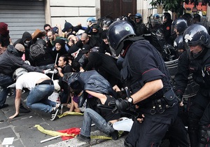 Беспорядки в Риме: Полиция разгоняет акции протеста, один полицейский пострадал