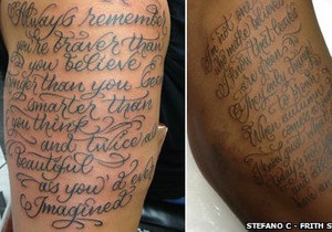 ВВС: Літери замість метеликів. Текстові тату стають популярними