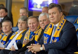 Фотогалерея: Сборная президентов Украины. Янукович, Ющенко, Кучма и Кравчук в VIP-ложе Олимпийского