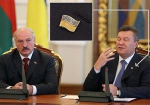 Янукович носить значок Прапор України, інкрустований блискучими камінцями