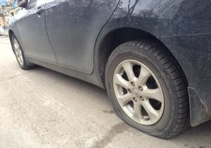 Межигір я - Янукович - Напередодні акції під Межигір ям невідомі порізали колеса в авто чоловіка Лесі Оробець