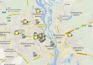 Карта - вегетаріанські заклади - Київ - освоєння - міста України