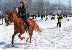 Новини Києва - спорт - ск єринг - Кінь, лижі дівчина: У Києві відбулися перші змагання з ск єрингу