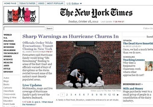 The New York Times призупинив платне користування сайтом на час урагану Сенді