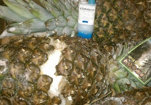 В Україні вилучили понад 38 кг високоякісного кокаїну, захованого всередині ананасів