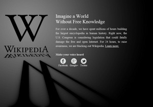 Англомовна Wikipedia на добу призупинила роботу в знак протесту