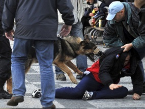 Чешcкая полиция избила футбольных фанатов
