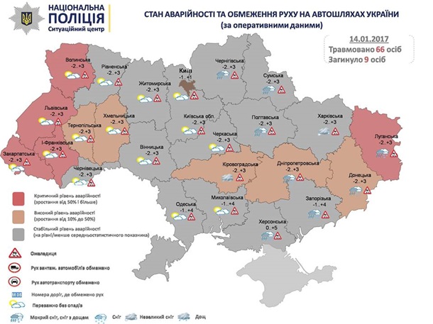 Девять украинцев погибли на дорогах за минувшие сутки из-за непогоды Девять украинцев погибли на дорогах за минувшие сутки из-за непогоды