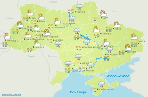Жара и грозы: прогноз погоды по Украине
