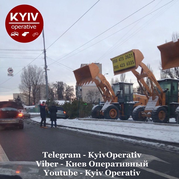 В Киеве автомобиль врезался в елочный базар (фото)