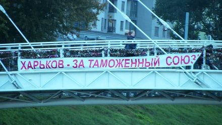 Харьковские мосты украсили агитацией за Таможенный Союз.